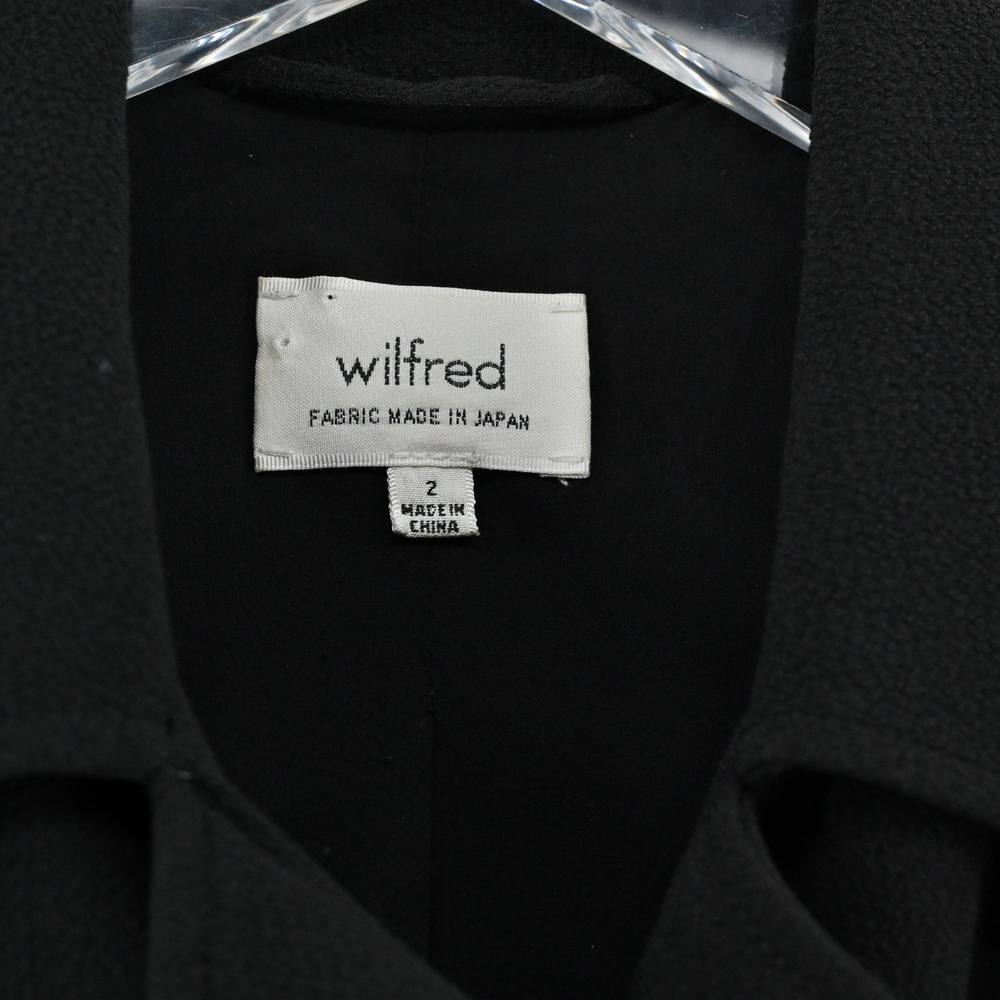 Aritzia Womens Black Moto Jacket Size 2 Wilfred Ribbed Sleeve Zip Up Rocker Punk - Picture 7 of 13